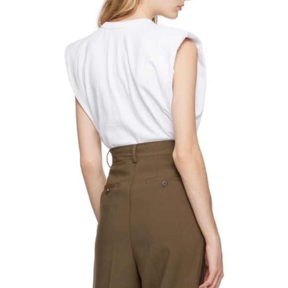 The Frankie Shop Eva Padded Shoulder Muscle Sleeveless T-Shirt Tank White Small - Picture 2 of 8